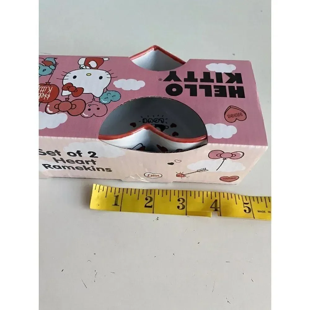 Set‎ Of 2 Sanrio Hello Kitty Valentine Heart Shaped Ramekins Love Sunglasses NEW